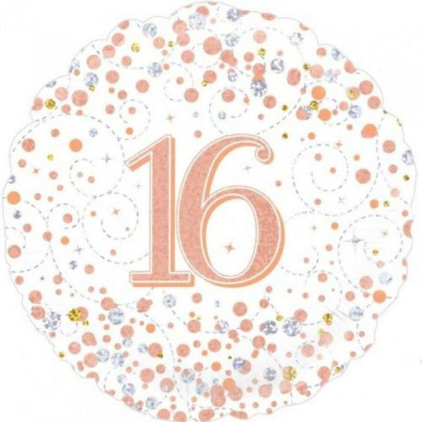 Birthday & Milestone Foil Balloons | Sparkling Fizz Rose Gold 16 Round Foil Balloon – 45Cm