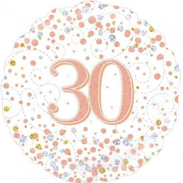 Birthday & Milestone Foil Balloons | Sparkling Fizz Rose Gold 30 Round Foil Balloon – 45Cm