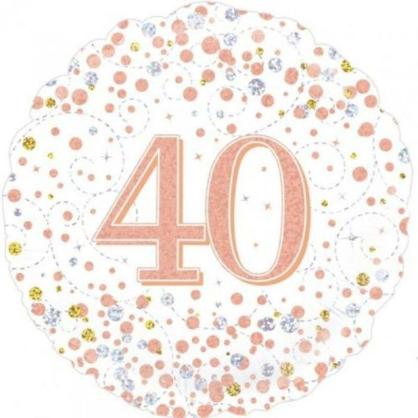 Birthday & Milestone Foil Balloons | Sparkling Fizz Rose Gold 40 Foil Balloon – 45Cm