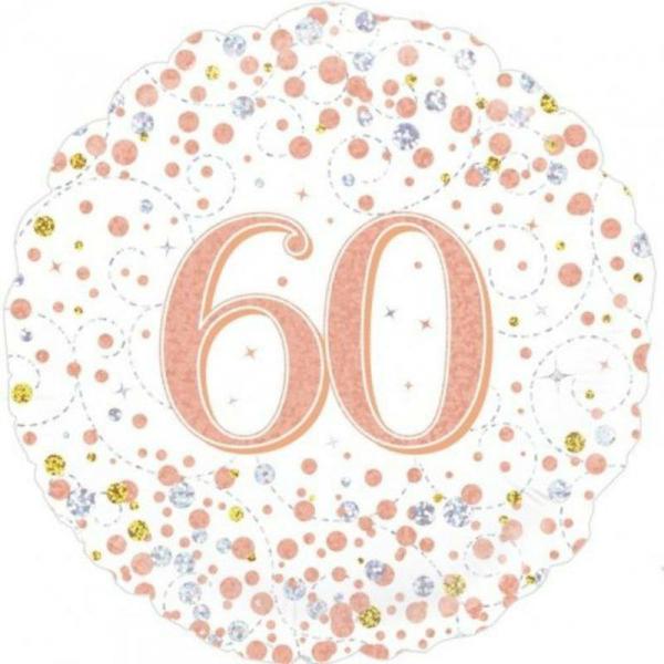 Birthday & Milestone Foil Balloons | Sparkling Fizz Rose Gold 60 Foil Balloon – 45Cm