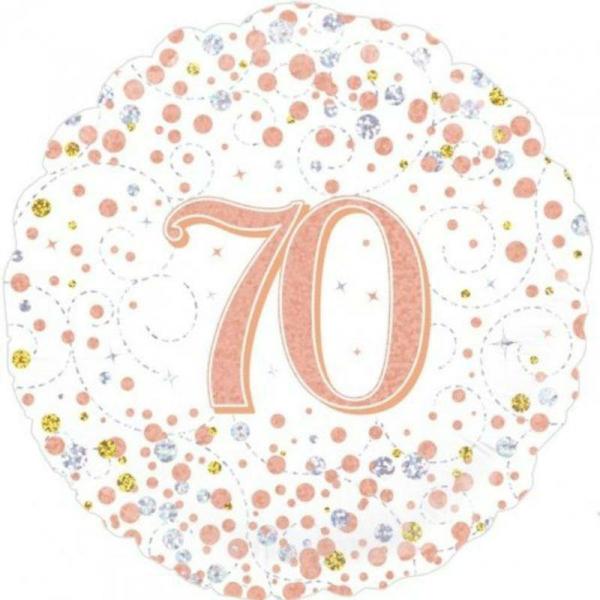 Birthday & Milestone Foil Balloons | Sparkling Fizz Rose Gold 70 Foil Balloon – 45Cm