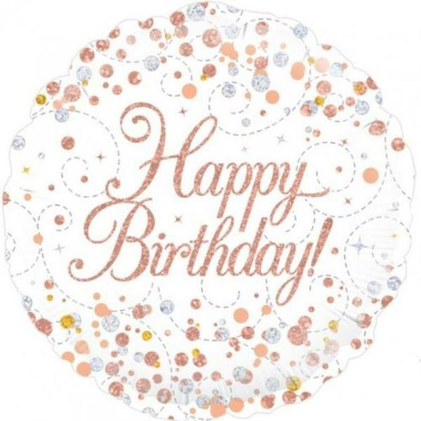 Birthday & Milestone Foil Balloons | Sparkling Fizz Rose Gold Birthday Foil Balloon – 45Cm