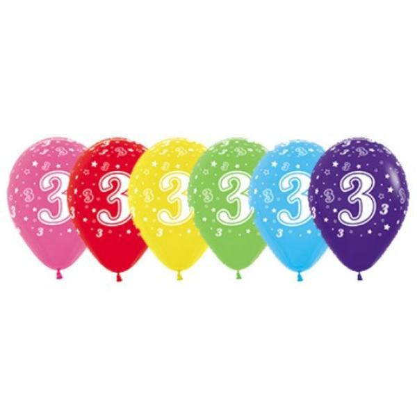 Birthday & Milestone Latex Balloons | Fashion Assorted Printed 3 Latex Balloon – 30Cm