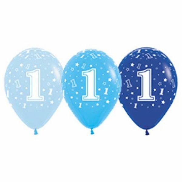 Birthday & Milestone Latex Balloons | Fashion Blues Printed 1 Latex Balloon – 30Cm