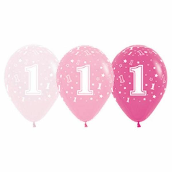 Birthday & Milestone Latex Balloons | Fashion Pinks Printed 1 Latex Balloon – 30Cm