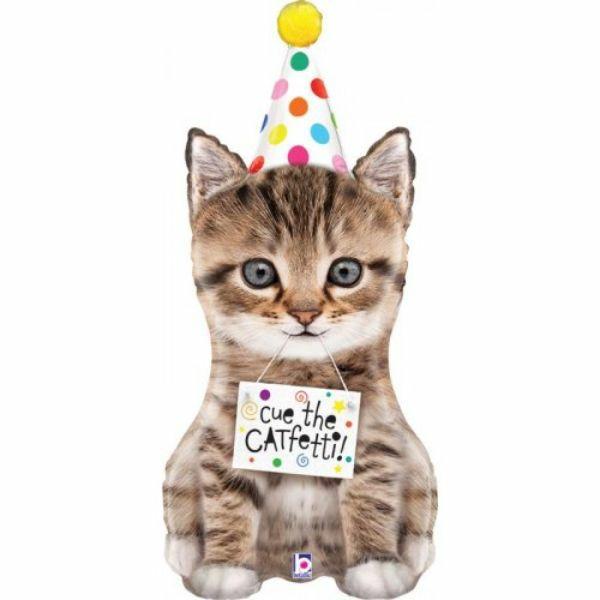 Character & Themed Foil Balloons | Cue The Confetti Cat Foil Balloon – 104Cm