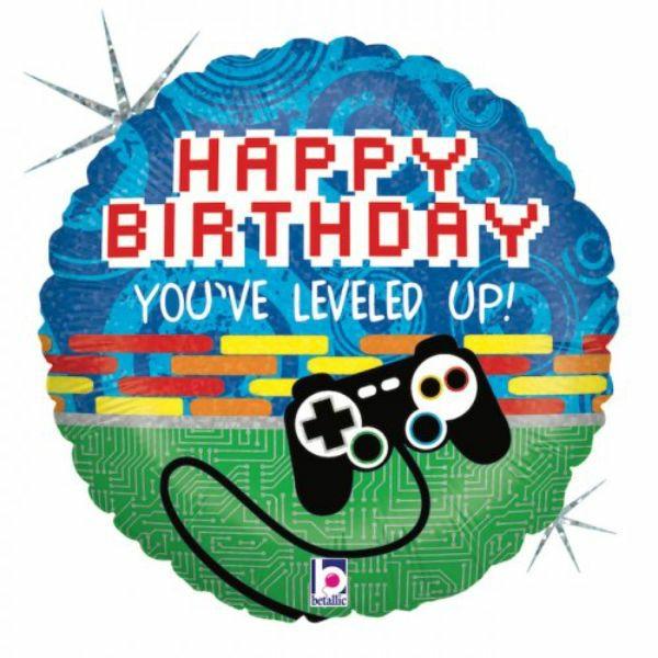 Character & Themed Foil Balloons | Game Controller Happy Birthday Round Foil Balloon – 45Cm