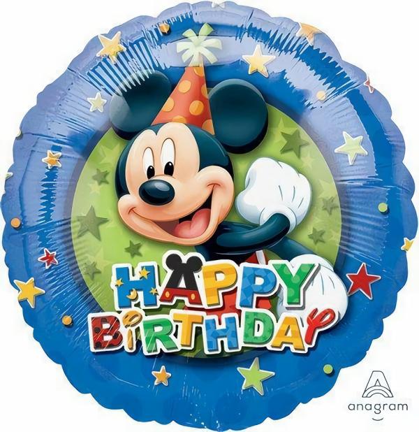 Character & Themed Foil Balloons | Mickey Hbd Stars Round Foil Balloon – 45Cm