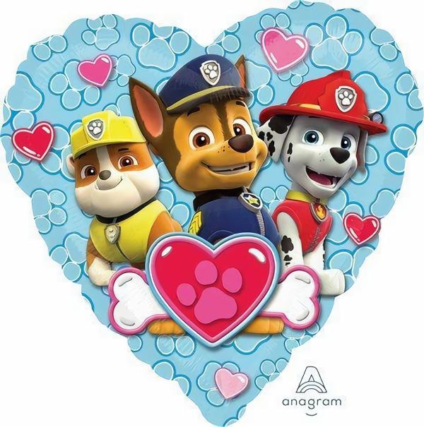 Character & Themed Foil Balloons | Paw Patrol Love Heart Foil Balloon – 45Cm