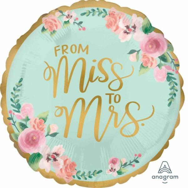 Character & Themed Foil Balloons | Satin Extra Large Mint To Be From Miss To Mrs Foil Balloon – 45Cm