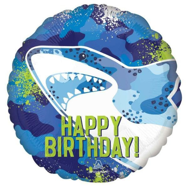 Character & Themed Foil Balloons | Shark Happy Birthday Foil Balloon – 45Cm