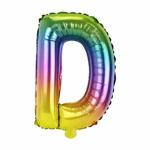 Letter Foil Balloons – 35cm | Rainbow Letter D Foil Balloon – 36Cm