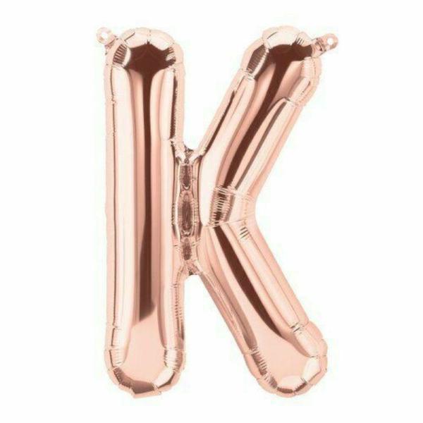 Letter Foil Balloons – 35cm | Rose Gold Foil Balloon K – 36Cm