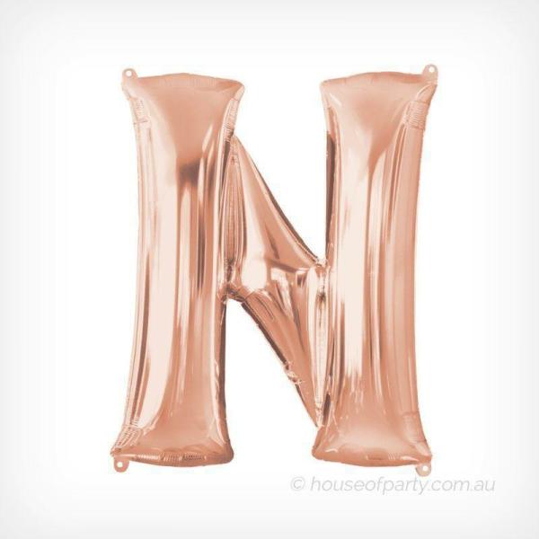 Letter Foil Balloons – 35cm | Rose Gold Foil Balloon Letter N – 36Cm