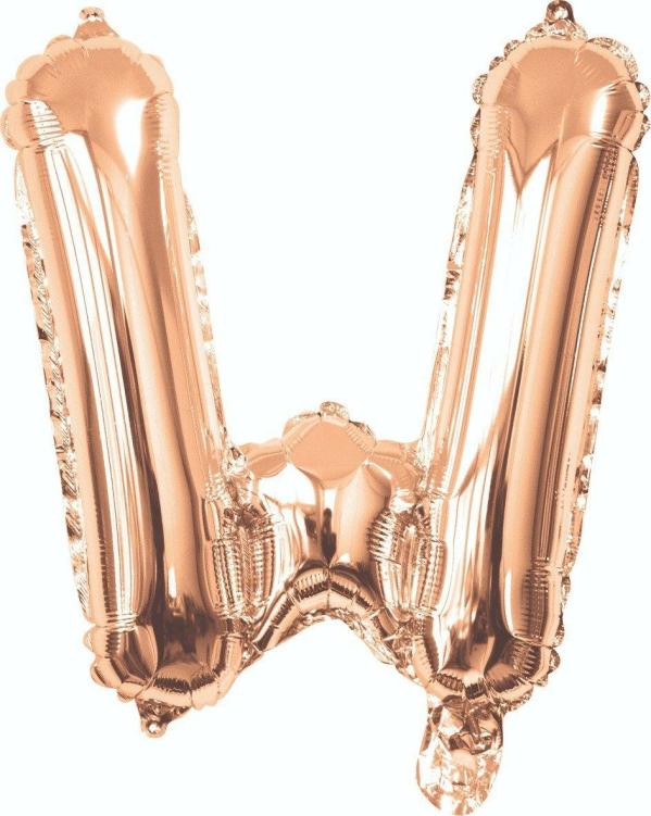 Letter Foil Balloons – 35cm | Rose Gold W Foil Balloon – 35Cm