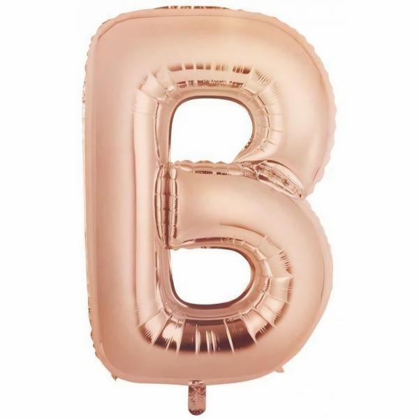 Letter Foil Balloons – 86cm | Rose Gold Decrotex Letter B Foil Balloon – 86Cm