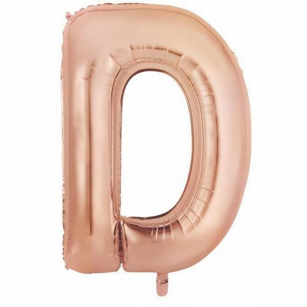 Letter Foil Balloons – 86cm | Rose Gold Decrotex Letter D Foil Balloon – 86Cm