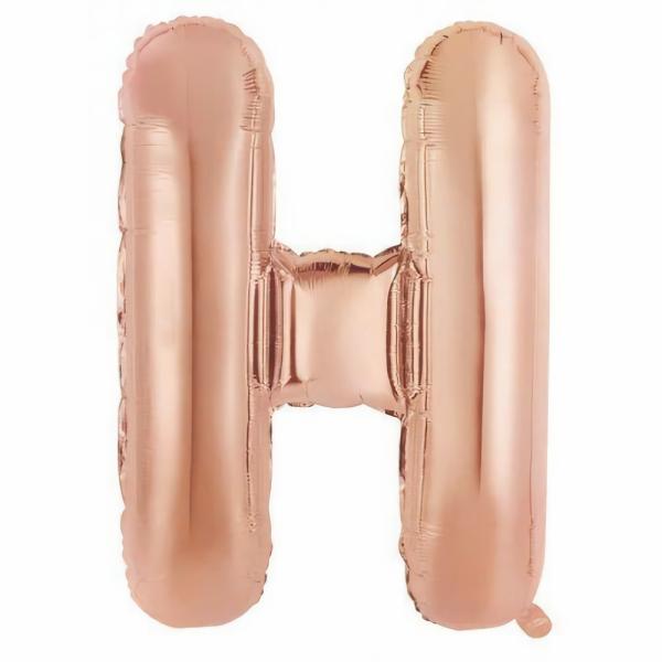 Letter Foil Balloons – 86cm | Rose Gold Decrotex Letter H Foil Balloon – 86Cm