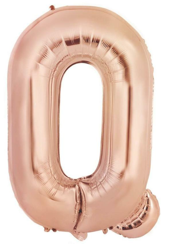 Letter Foil Balloons – 86cm | Rose Gold Decrotex Letter Q Foil Balloon – 86Cm