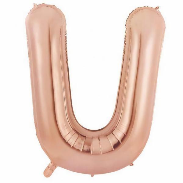 Letter Foil Balloons – 86cm | Rose Gold Decrotex Letter U Foil Balloon – 86Cm