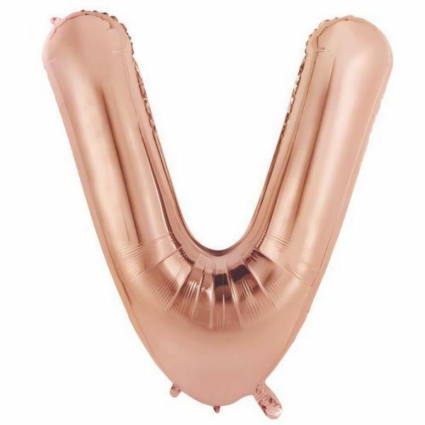 Letter Foil Balloons – 86cm | Rose Gold Decrotex Letter V Foil Balloon – 86Cm