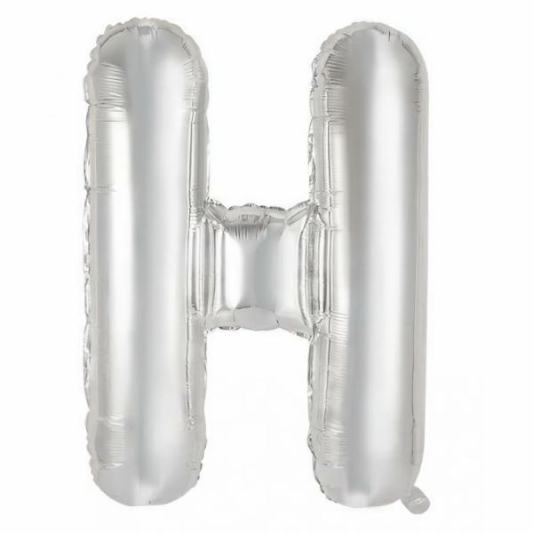 Letter Foil Balloons – 86cm | Silver Decrotex Letter H Foil Balloon – 86Cm