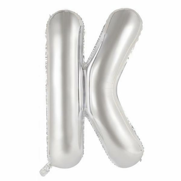 Letter Foil Balloons – 86cm | Silver Decrotex Letter K Foil Balloon – 86Cm