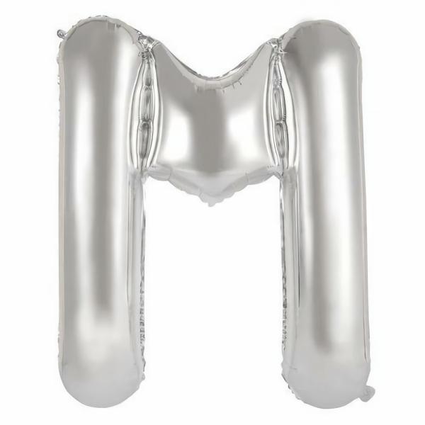 Letter Foil Balloons – 86cm | Silver Decrotex Letter M Foil Balloon – 86Cm