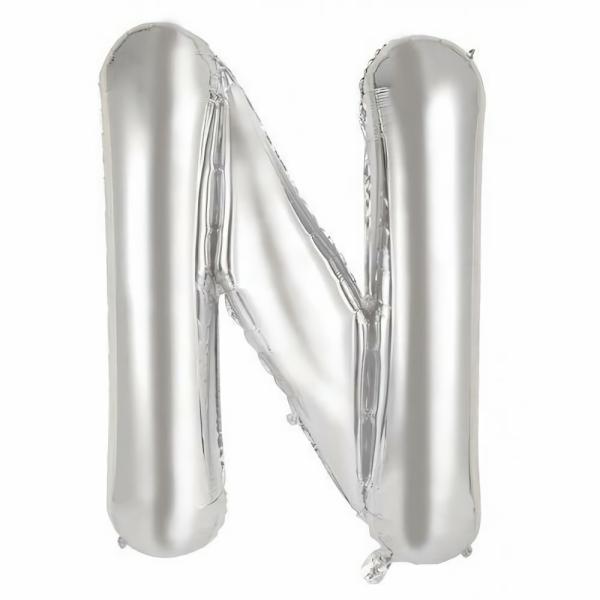 Letter Foil Balloons – 86cm | Silver Decrotex Letter N Foil Balloon – 86Cm