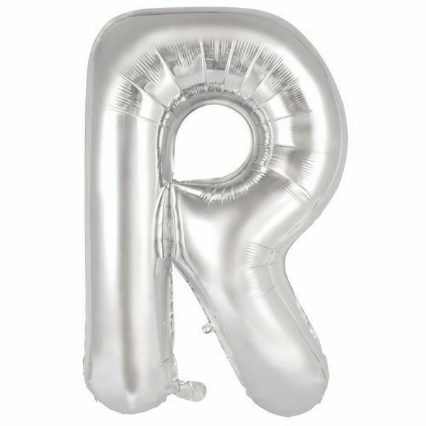 Letter Foil Balloons – 86cm | Silver Decrotex Letter R Foil Balloon – 86Cm