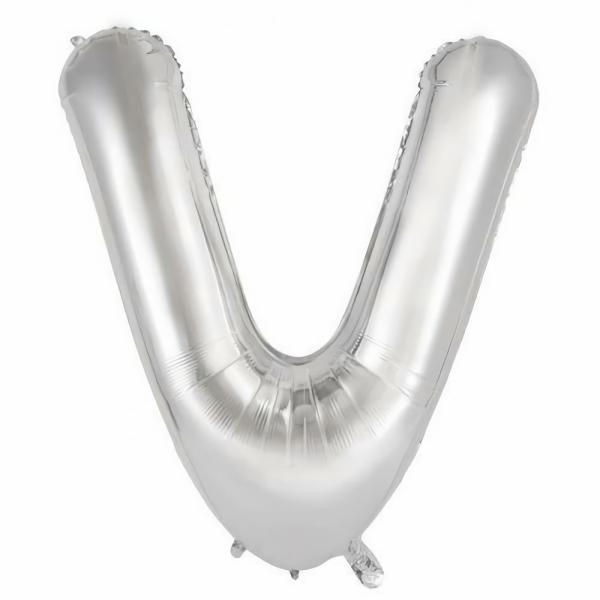 Letter Foil Balloons – 86cm | Silver Decrotex Letter V Foil Balloon – 86Cm