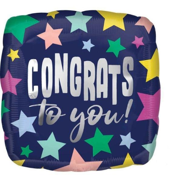 Message Foil Balloons | Congrats To You Stars On Navy Foil Balloon – 45Cm