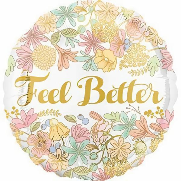 Message Foil Balloons | Feel Better Floral Design Foil Balloon – 45Cm