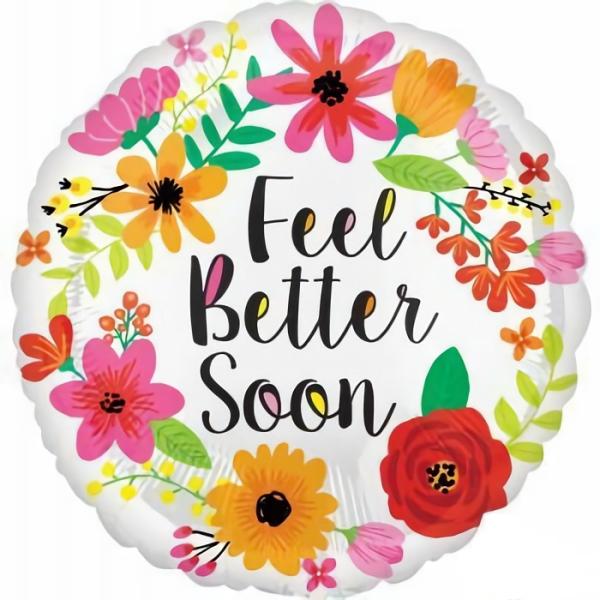 Message Foil Balloons | Feel Better Soon Floral Foil Balloon – 45Cm