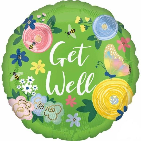 Message Foil Balloons | Floral Garden Get Well Soon Foil Balloon – 45Cm