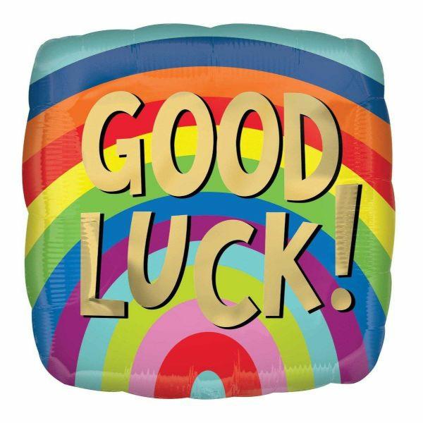 Message Foil Balloons | Good Luck Rainbow Stripe Square Foil Balloon – 45Cm