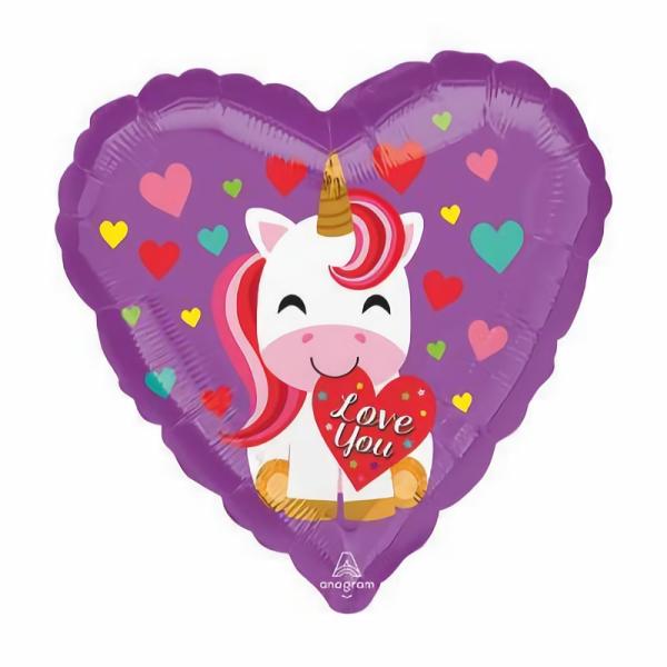 Message Foil Balloons | Purple Love You Unicorn Foil Balloon – 45Cm