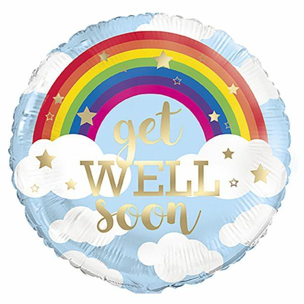 Message Foil Balloons | Rainbow Get Well Soon Foil Balloon – 45Cm