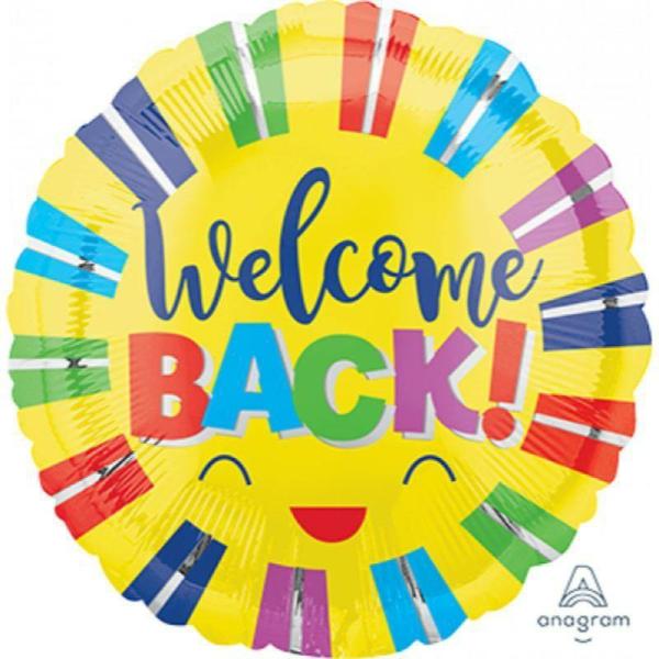 Message Foil Balloons | Welcome Back Yellow And Stipes Foil Balloon – 45Cm