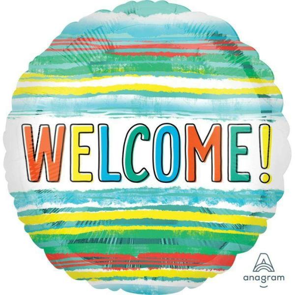 Message Foil Balloons | Welcome Watercolor Stripes Foil Balloon – 45Cm