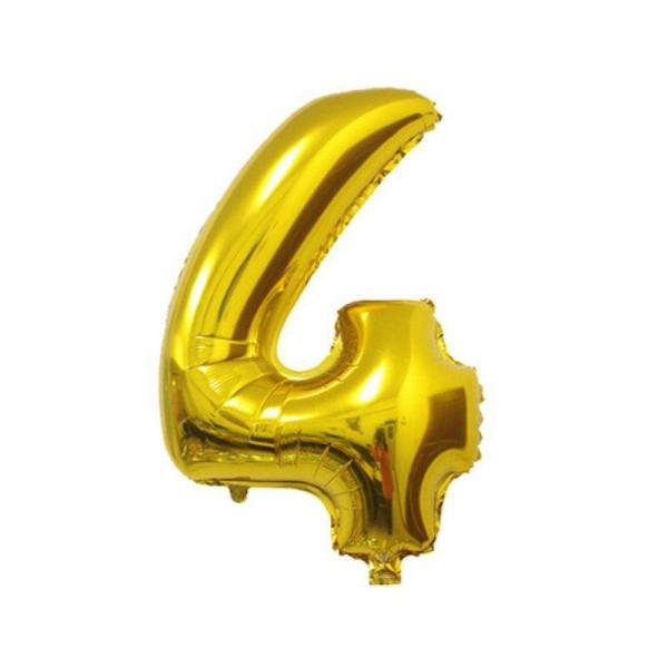 Numbered Foil Balloons – 35cm | Gold Foil Balloon 4 – 36Cm