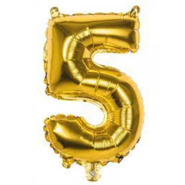 Numbered Foil Balloons – 35cm | Gold Foil Balloon #5 – 36Cm