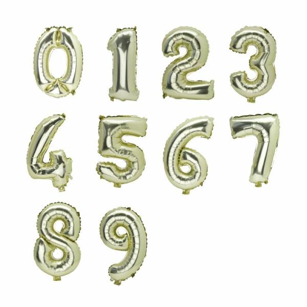 Numbered Foil Balloons – 35cm | Light Gold Number 0 Foil Balloon – 36Cm