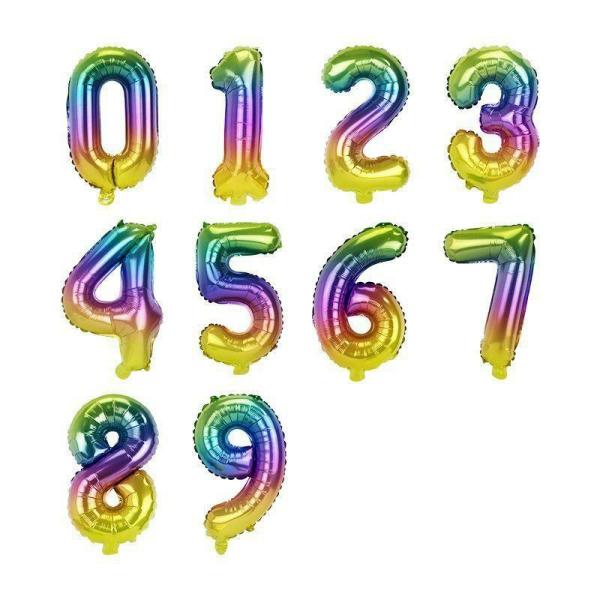 Numbered Foil Balloons – 35cm | Rainbow Foil Balloon #1 – 36Cm