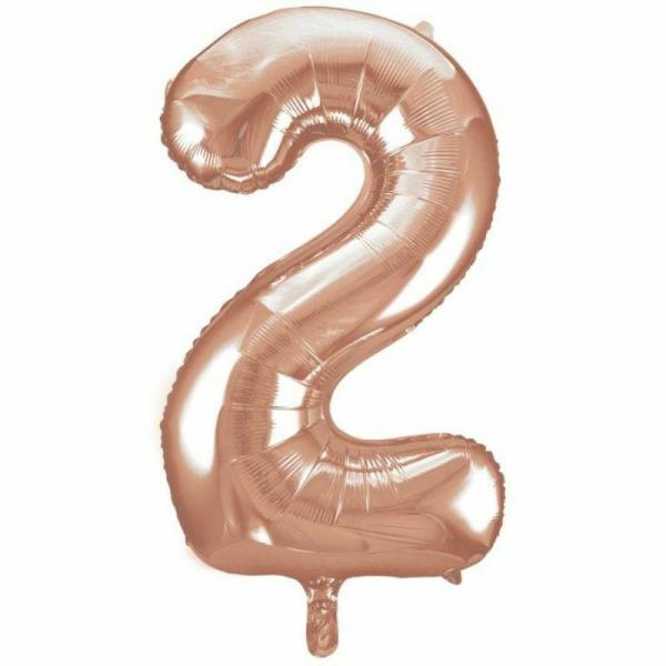 Numbered Foil Balloons – 35cm | Rose Gold Foil Balloon #2 – 36Cm