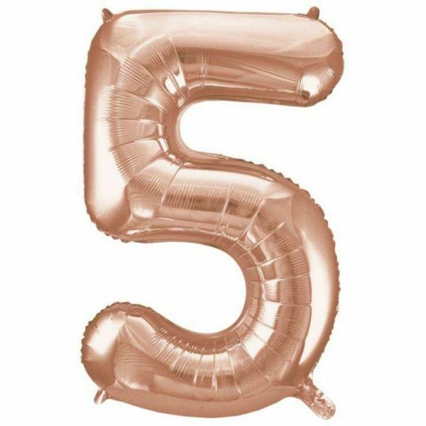 Numbered Foil Balloons – 35cm | Rose Gold Foil Balloon #5 – 36Cm