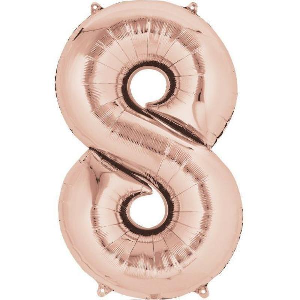 Numbered Foil Balloons – 35cm | Rose Gold Foil Balloon #8 – 36Cm