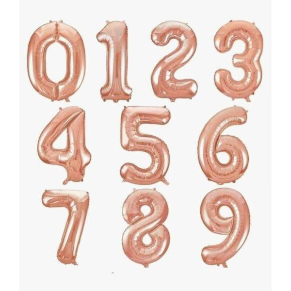 Numbered Foil Balloons – 35cm | Rose Gold Number 0 Foil Balloon – 36Cm