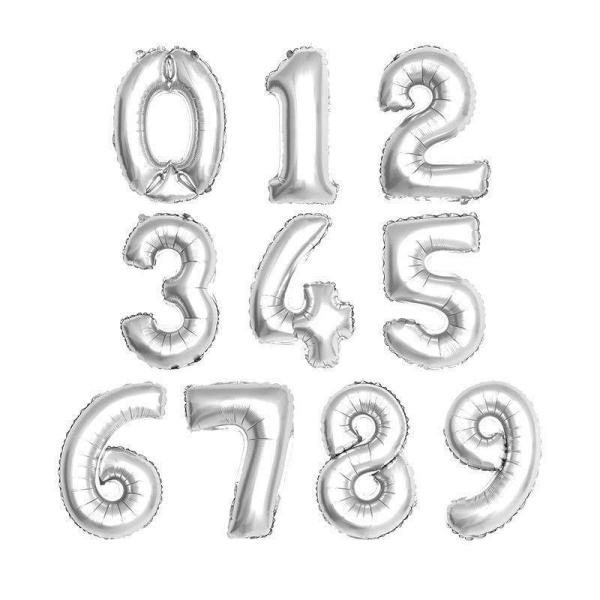 Numbered Foil Balloons – 35cm | Silver Foil Balloon #8 – 36Cm