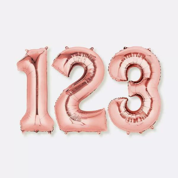 Numbered Foil Balloons – 66cm | 66Cm Rose Gold Number Foil Balloons – 3